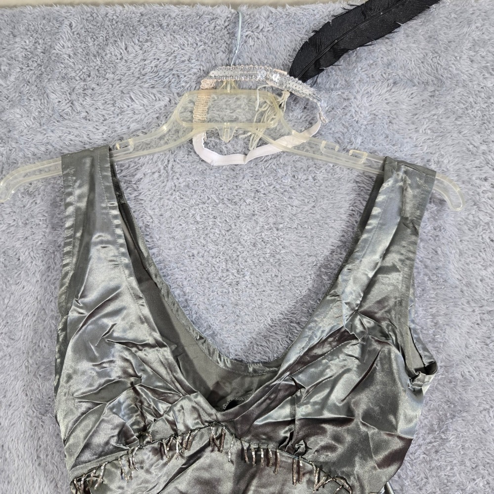 Spirit Silver Flapper Costume Womens Small 1920s Gatsby Fringe Dress Headband - Picture 4 of 7